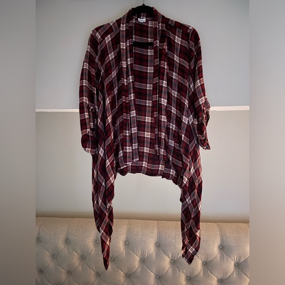Boutique Plaid Open Shirt